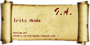 Iritz Anda névjegykártya